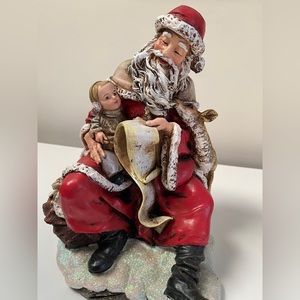 Napco Santa With Child and Deer Tabletop Decor